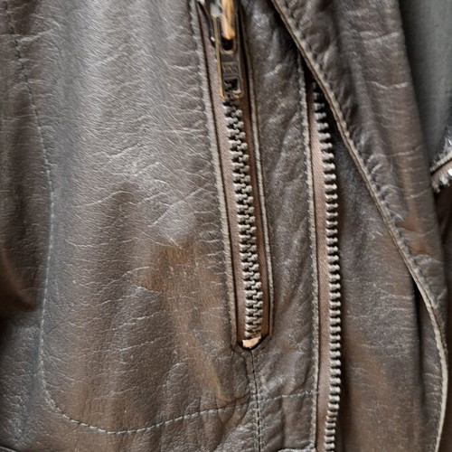 Vintage leather jacket from the 70s, refurbished, black, size L