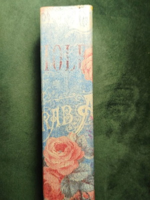 Glass square vase with decoupage used