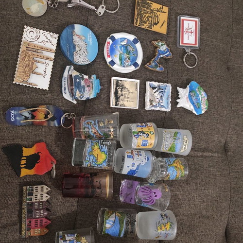 Souvenirs used, magnets, shot glasses and keychains