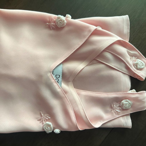 Women's pink organza blouse M with lining, floral decoration