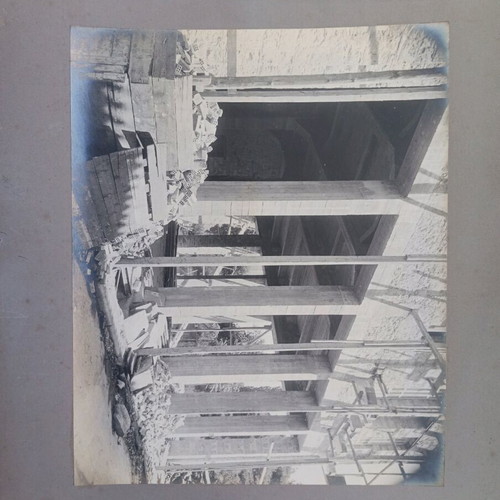 Thick cardboard photo used with building
