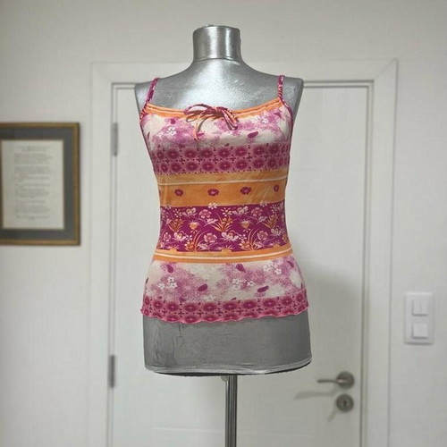 Y2K Esprit cami top with colorful floral pattern, used, size S