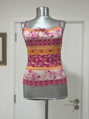 Y2K Esprit cami top with colorful floral pattern, used, size S