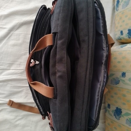 Laptop bag backpack 17.3" like new, durable canvas, anthracite
