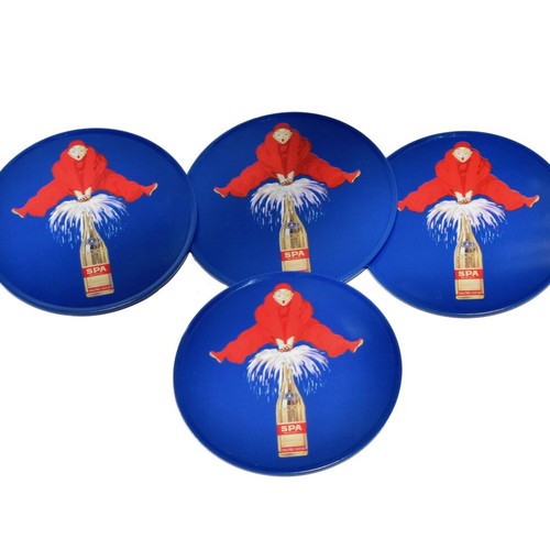 Spa Belgium coasters set of 4 new with metal packaging
