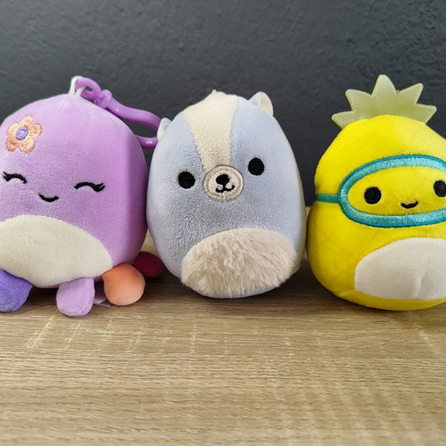 Squishmallows plush keychains set of 3 used, approx. 10 cm