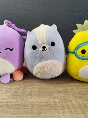 Squishmallows plush keychains set of 3 used, approx. 10 cm