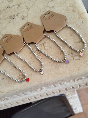 Handmade bracelets new, pack of 4, multicolor heart charms