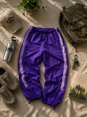 Purple Parachute Track Pants vintage style, like new, nylon baggy