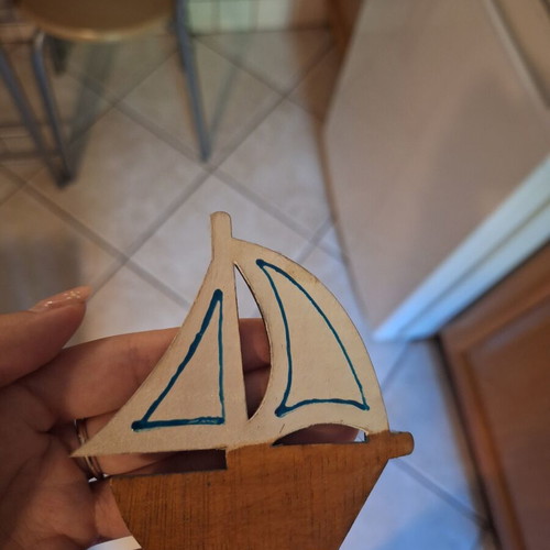 Wooden fridge magnets new, hand-painted boat design