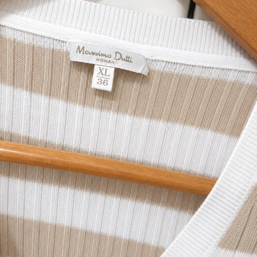 Massimo Dutti women's striped knit sweater beige white size S 36