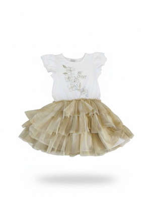 Prenatal gold-white children's dress size 6-7 years like new
