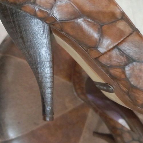 Dodici Peep Toe shoes used, genuine leather, brown, size 36