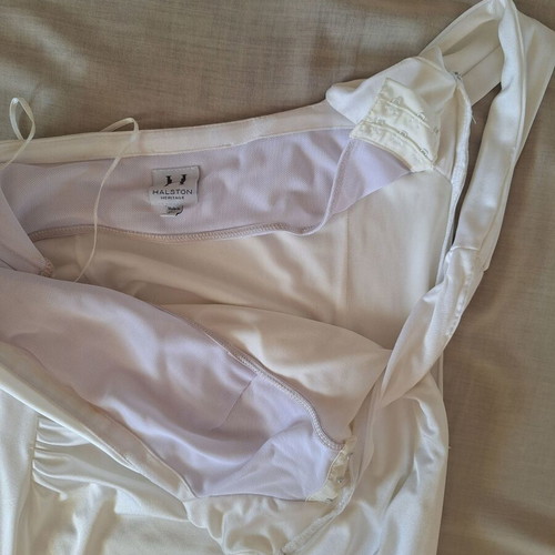 Halston Heritage Small Ivory Satin One Shoulder Maxi Dress like new