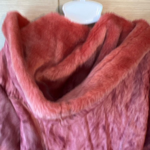 Girls' coat like new, warm, red multicolor, size 128 cm