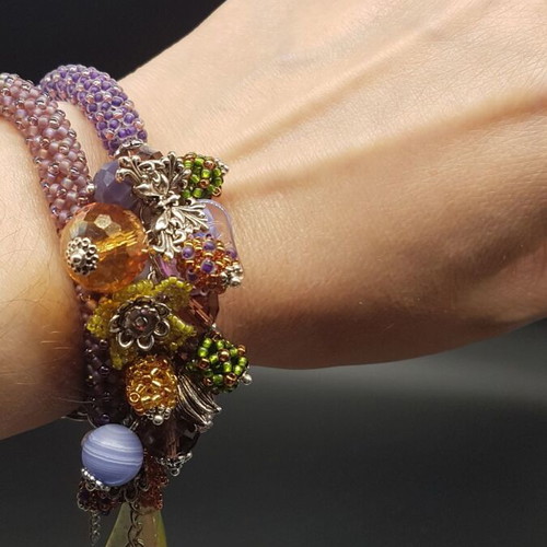 Handmade bracelet new with TOHO glass beads purple
