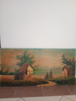 Vintage αυθεντικός πίνακας 50x100 σε hardboard, υπογεγραμμένος