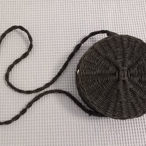 Pull & Bear round black straw bag