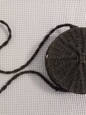Pull & Bear round black straw bag