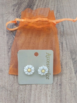Accessorize earrings never worn, new, white and yellow
