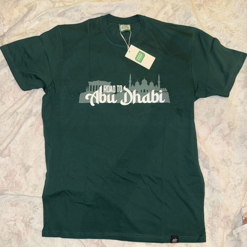 Panathinaikos BC Road to Abu Dhabi T-shirt new, size Large