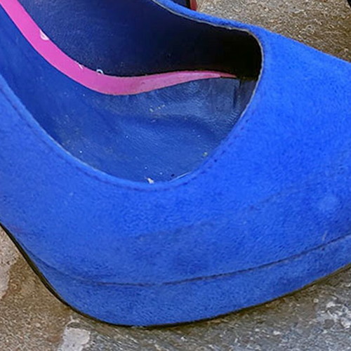Bozikis blue suede pumps used, platform heel 13cm size 37