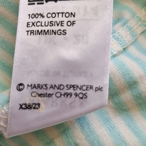 Marks & Spencer Large Summer Striped Pistachio Cami Top Lace Cotton