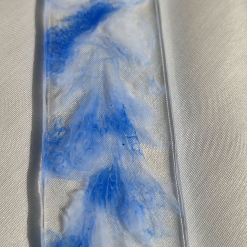 Handmade bookmark from resin with blue and white shades new