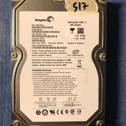 Seagate Barracuda 7200.11 ST3500320AS 500GB SATA2 μεταχειρισμένο