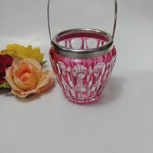 Val Saint Lambert Art Deco ice bucket used, lead crystal 1930s-50s