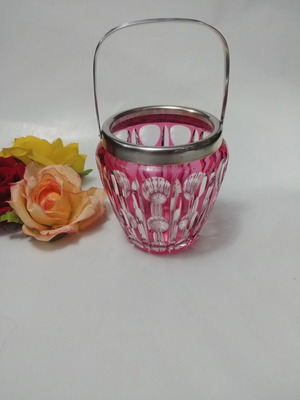 Val Saint Lambert Art Deco ice bucket used, lead crystal 1930s-50s