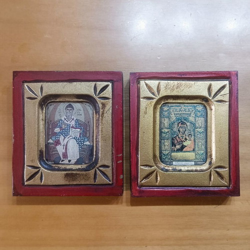 Set of 2 Small Byzantine Icons with Certificate like new