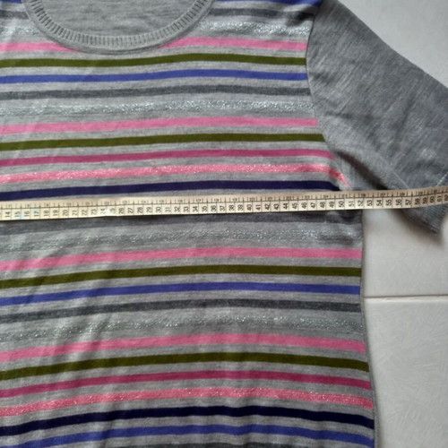 Women's knitted striped sweater like new, gray base with colorful stripes