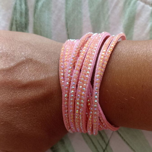 Pink bracelet new with rhinestones