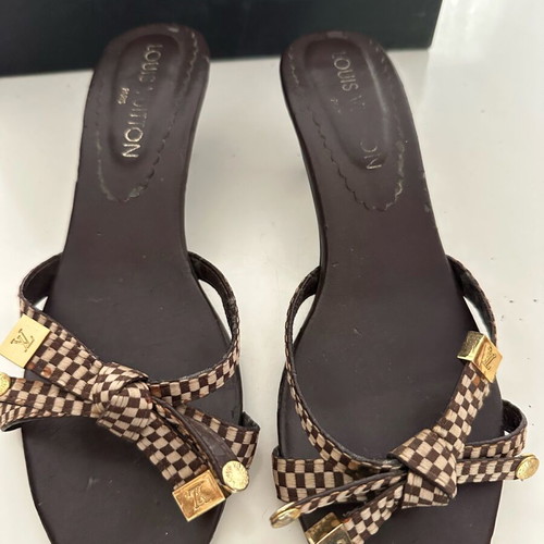 Louis Vuitton mules used, brown damier, size 38