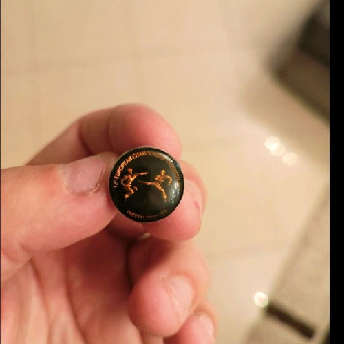 Pin European Champion Taek Won Do used, collectible from 1998