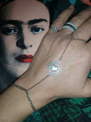 Steel silver bracelet-ring handmade new