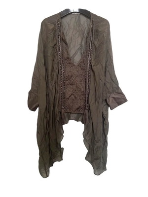 Replay green tunic with beads like new