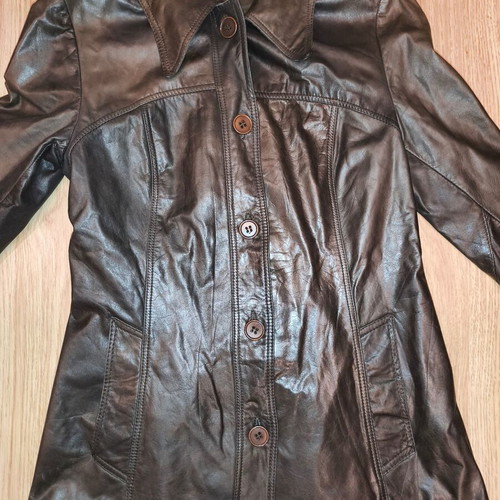 Fredrikson Jyväskylä Vintage Genuine Leather Jacket Dark Brown EU 36 like new
