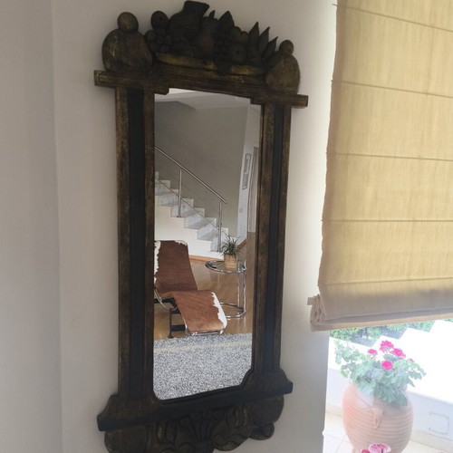 Vintage wall mirror handmade carved solid wood like new