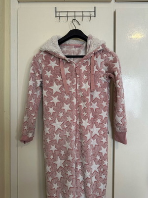 Onesie pajama with hood and zipper, size M