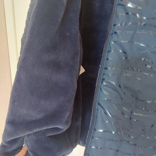 Dpam reversible waterproof jacket for girls, navy blue animal print, size 152 cm