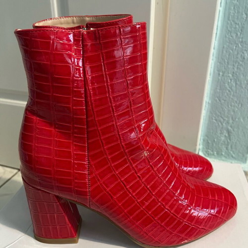 Patent leather ankle boots new, red size 38