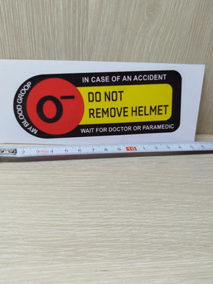 Blood Group O- Helmet Sticker new
