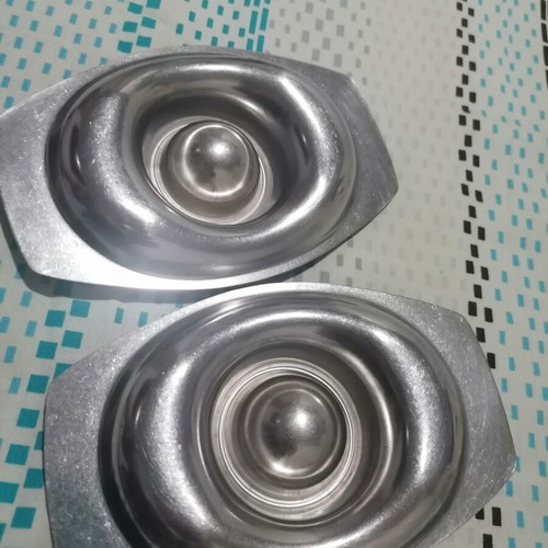 Inox set with 2 egg holders and teapot used