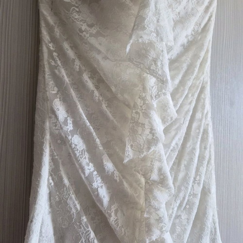 Gina Tricot white strapless dress with lace and ruffles like new