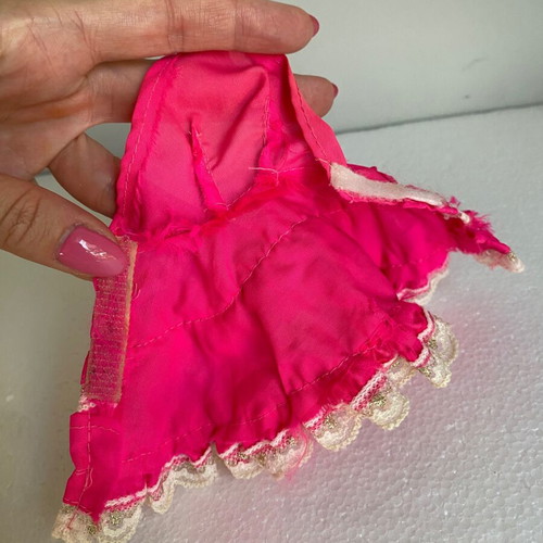 Vintage Bibi Bo doll pink dress used with ruffles 1980s