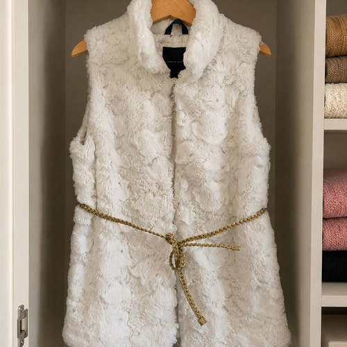 Tommy Hilfiger children's fur vest white size 7 like new