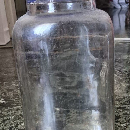 Glass storage container used, height 30 cm, width 14 cm