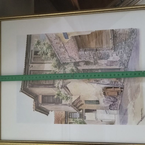 Watercolor set of 2 paintings depicting traditional Macedonian architecture, like new
